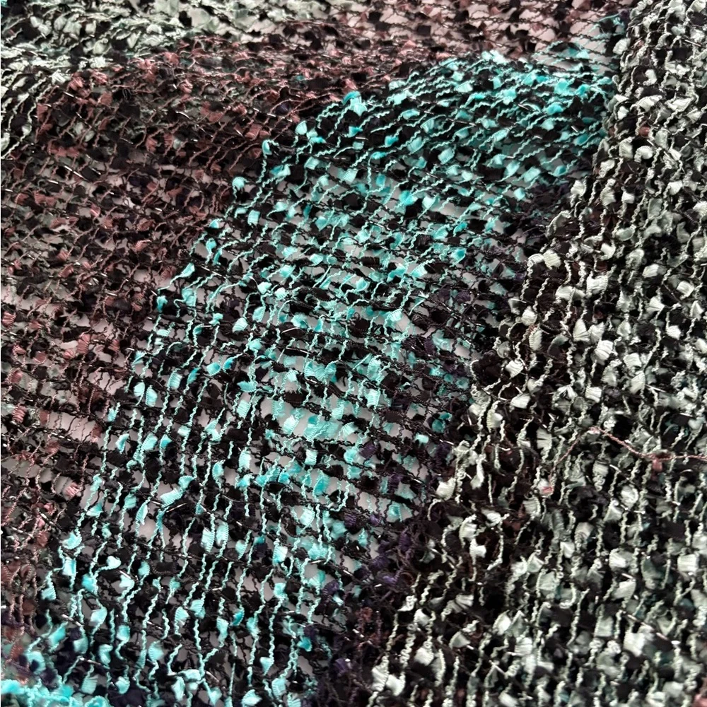 Krazy Kat Women's Multi Color‎ Brown Black Turquoise Scarf Long Fringe Netting